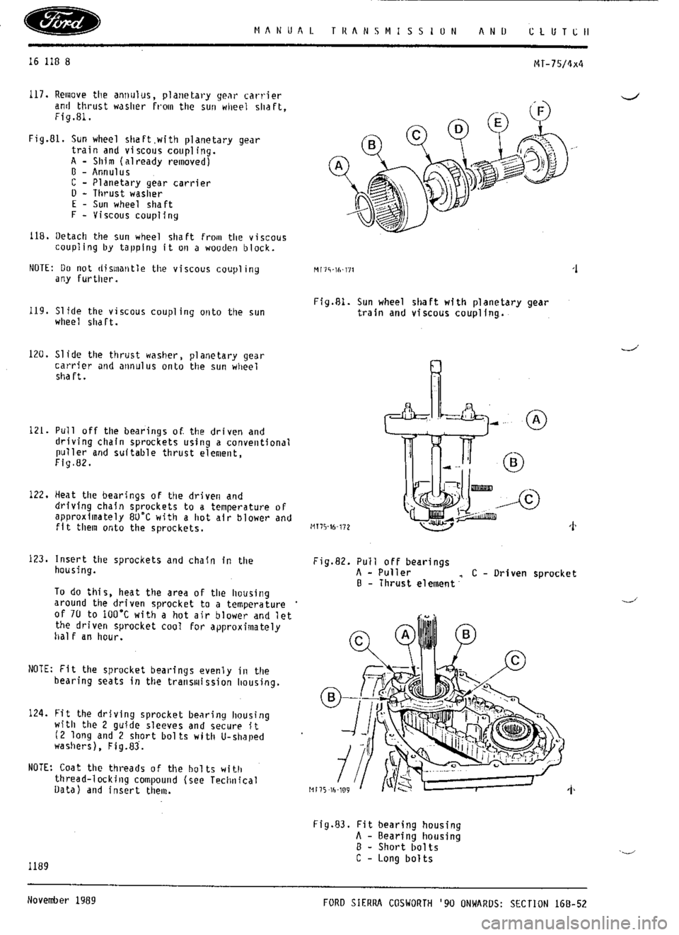 FORD ESCORT RS COSWORTH 1996 1.G Workshop Manual 