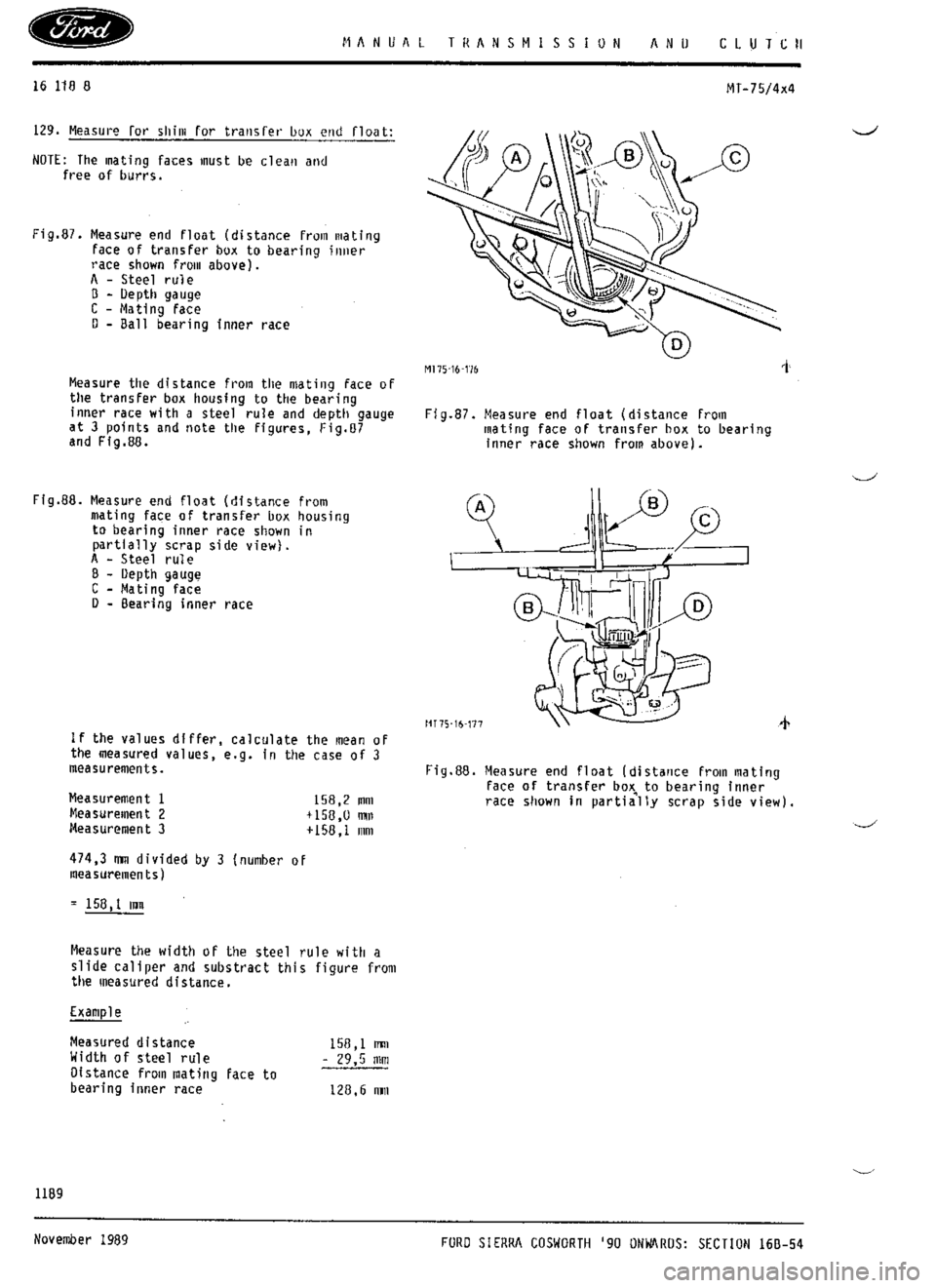 FORD SIERRA RS COSWORTH 1990 1.G Workshop Manual 