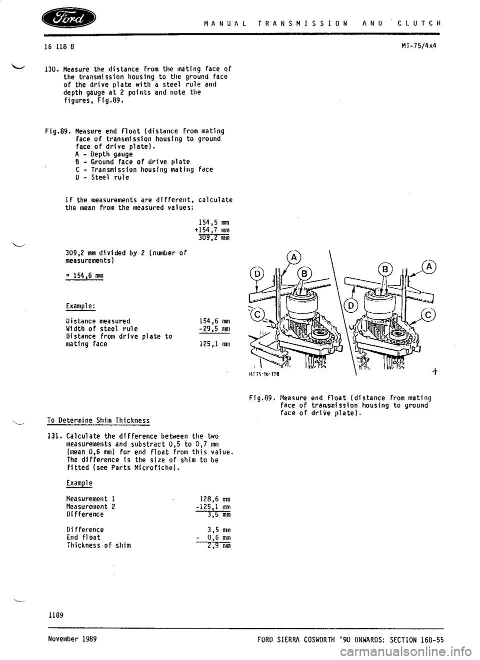 FORD SIERRA RS COSWORTH 1990 1.G Workshop Manual 
