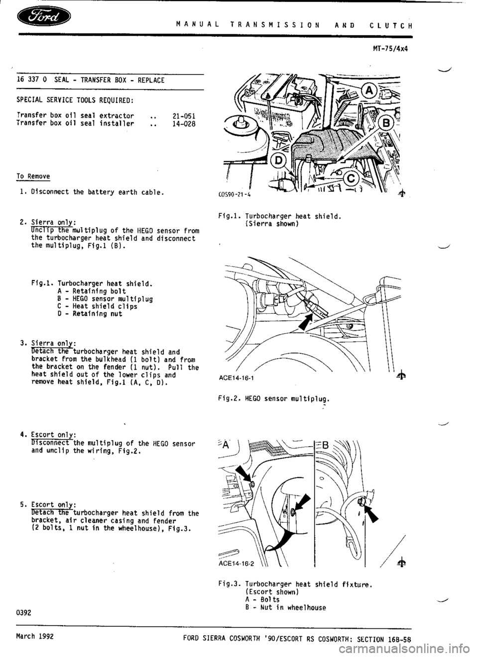 FORD SIERRA RS COSWORTH 1990 1.G Workshop Manual 