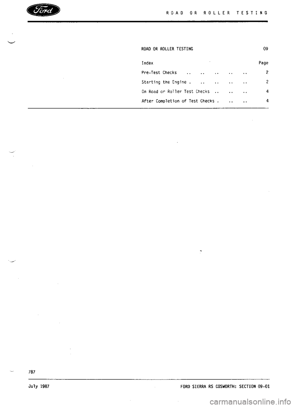FORD ESCORT RS COSWORTH 1994 1.G Workshop Manual 