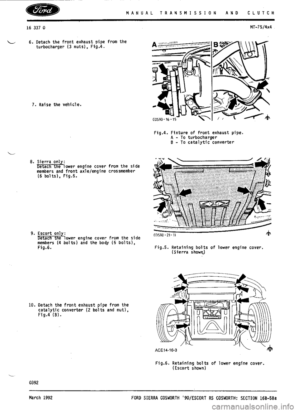 FORD SIERRA RS COSWORTH 1990 1.G Workshop Manual 