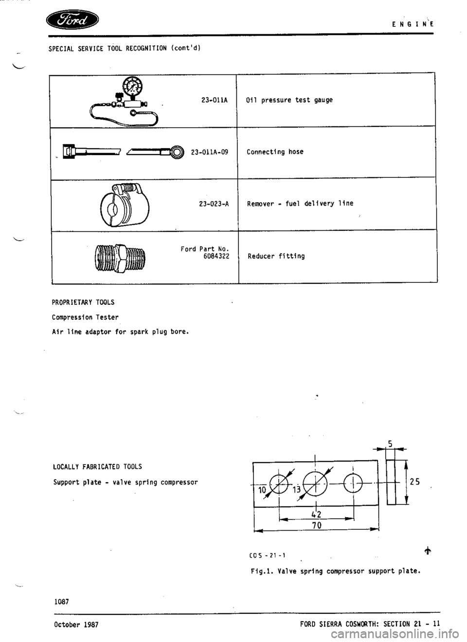 FORD SIERRA RS COSWORTH 1991 1.G Workshop Manual 