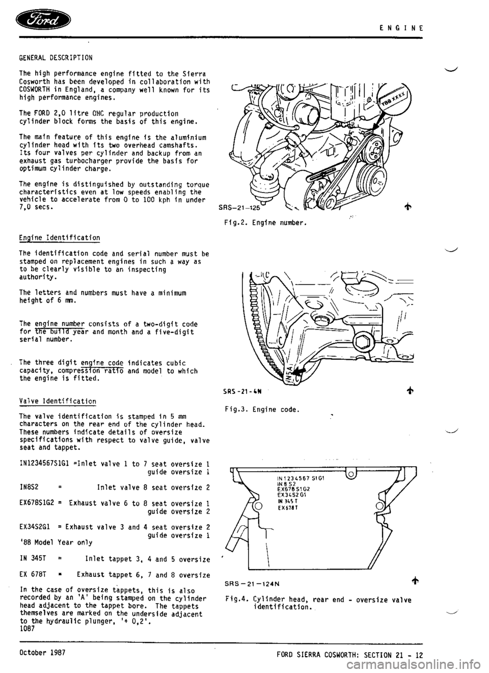 FORD SIERRA RS COSWORTH 1991 1.G Workshop Manual 
