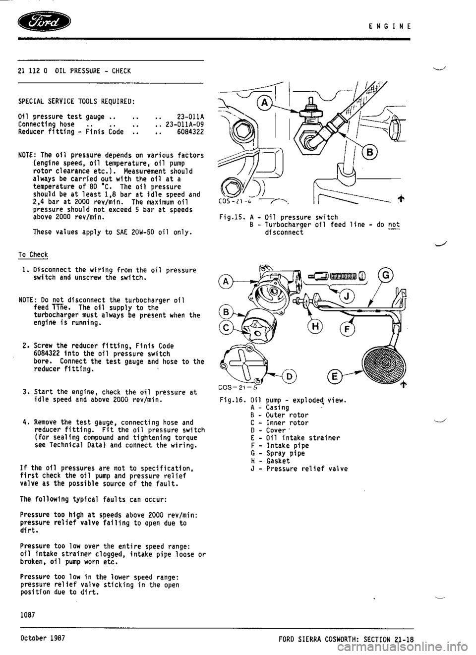 FORD SIERRA RS COSWORTH 1990 1.G Workshop Manual 