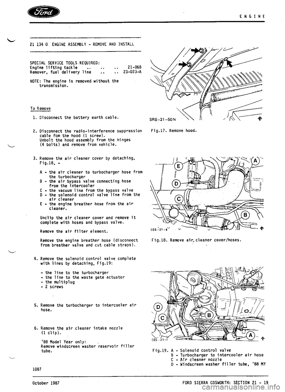 FORD SIERRA RS COSWORTH 1990 1.G Workshop Manual 