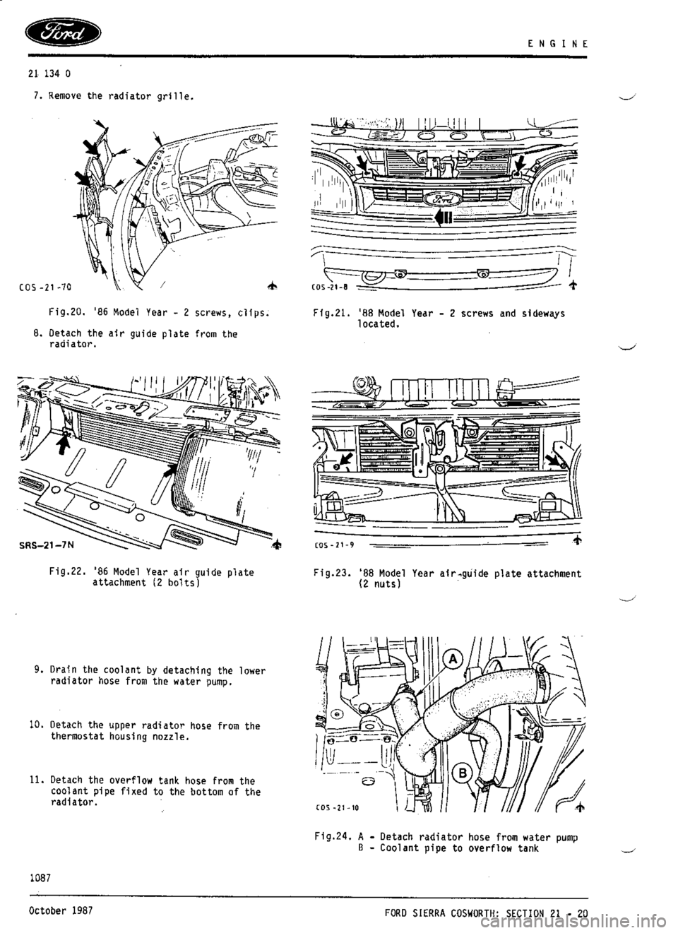 FORD SIERRA RS COSWORTH 1990 1.G Workshop Manual 