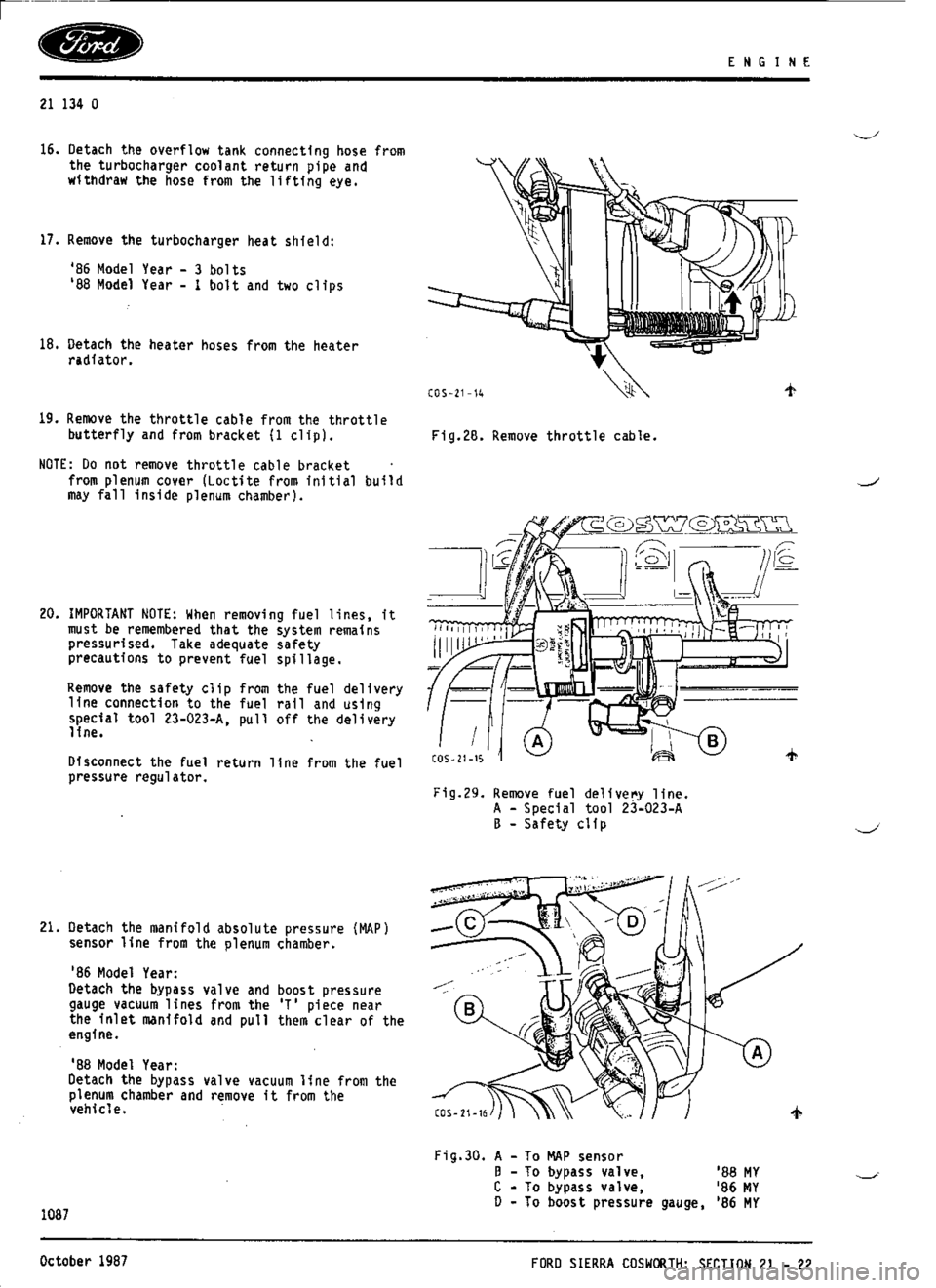 FORD SIERRA RS COSWORTH 1990 1.G Workshop Manual 