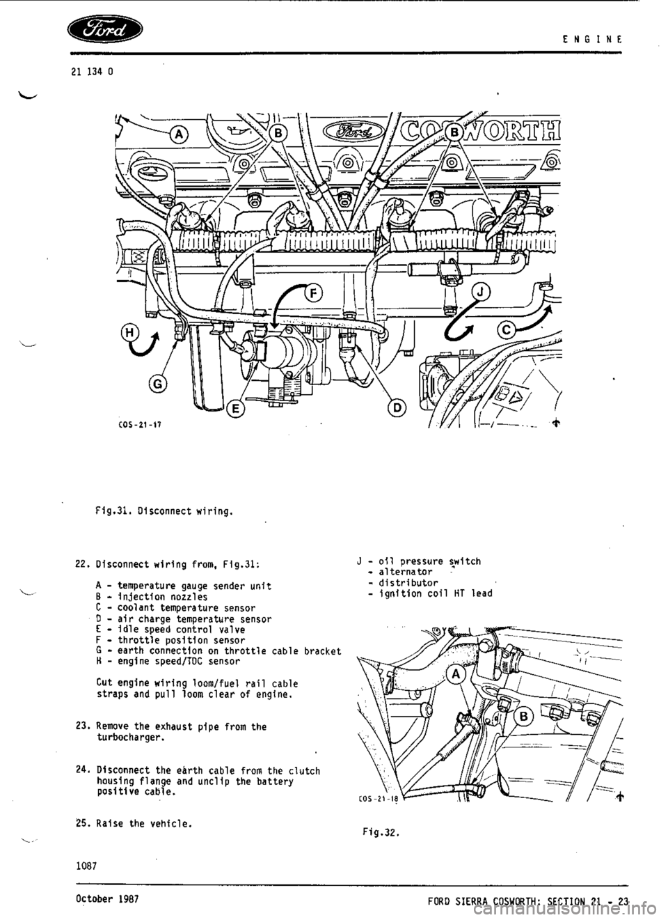 FORD SIERRA RS COSWORTH 1990 1.G Workshop Manual 