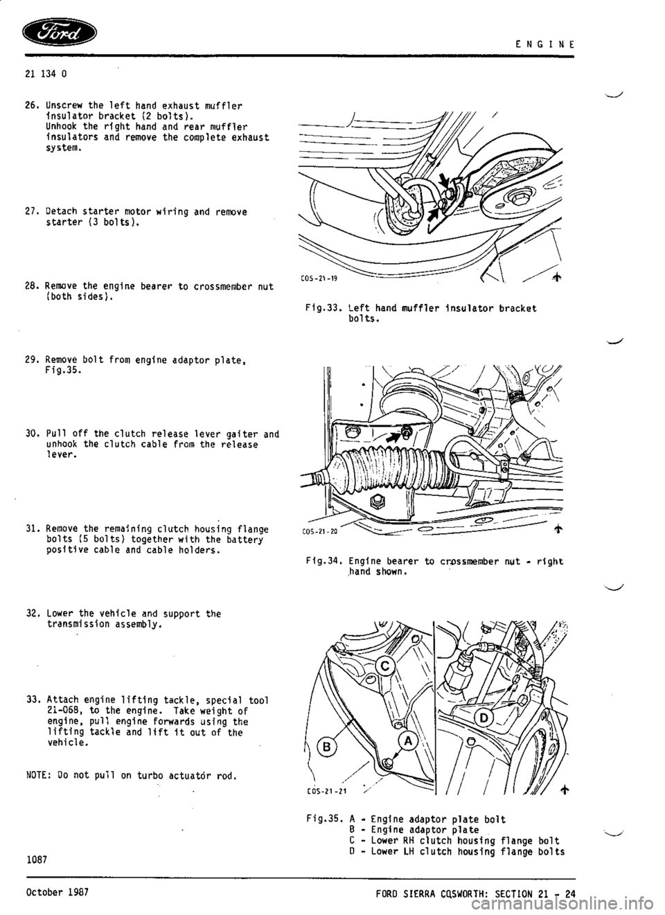 FORD SIERRA RS COSWORTH 1990 1.G Workshop Manual 