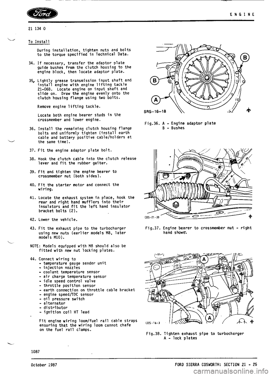 FORD SIERRA RS COSWORTH 1990 1.G Workshop Manual 