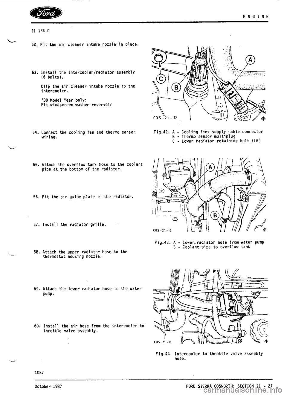 FORD SIERRA RS COSWORTH 1990 1.G Workshop Manual 