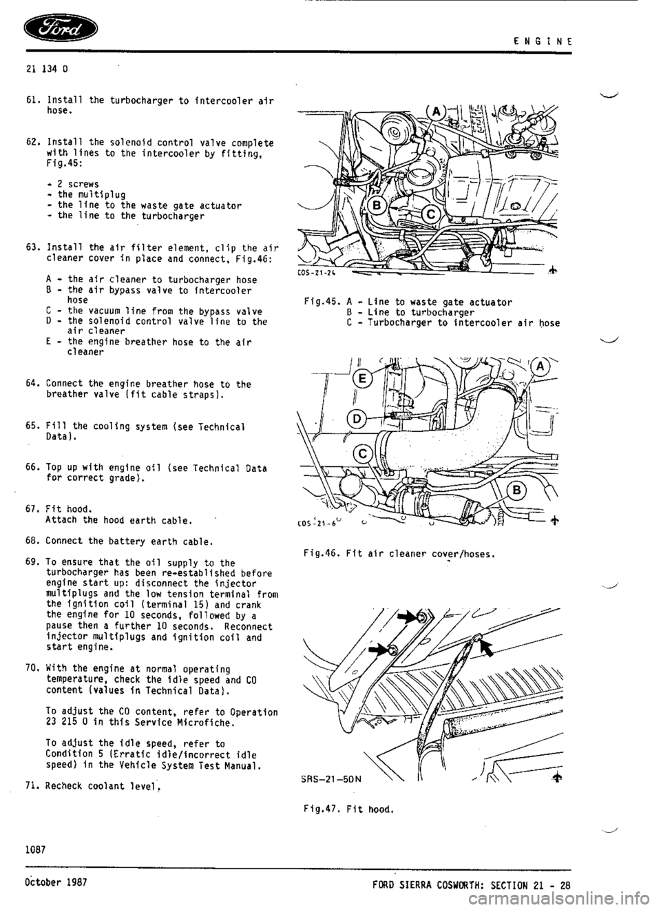 FORD SIERRA RS COSWORTH 1990 1.G Workshop Manual 