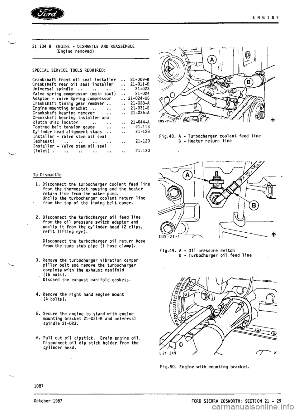 FORD SIERRA RS COSWORTH 1990 1.G Workshop Manual 