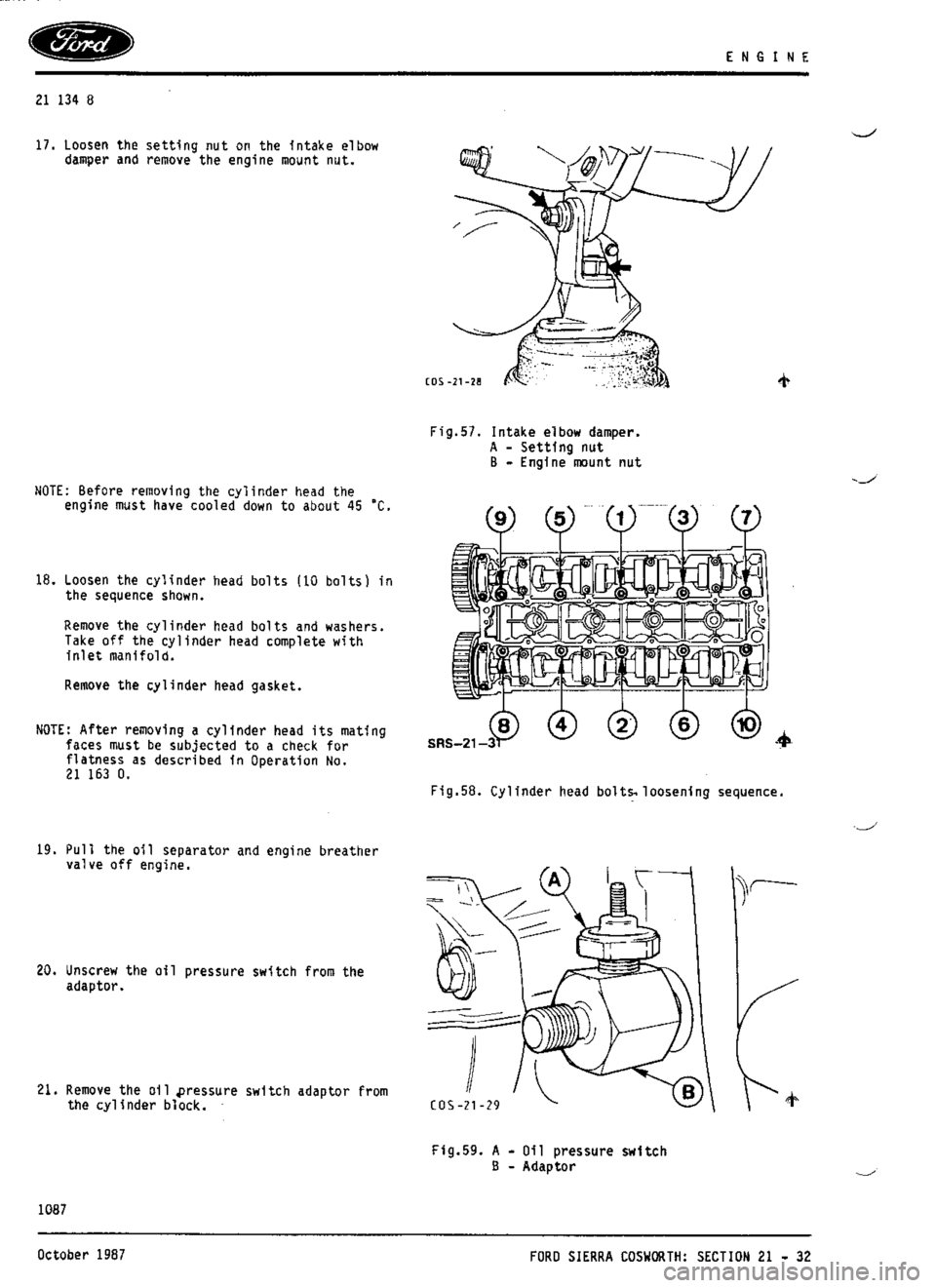 FORD SIERRA RS COSWORTH 1987 1.G Workshop Manual 