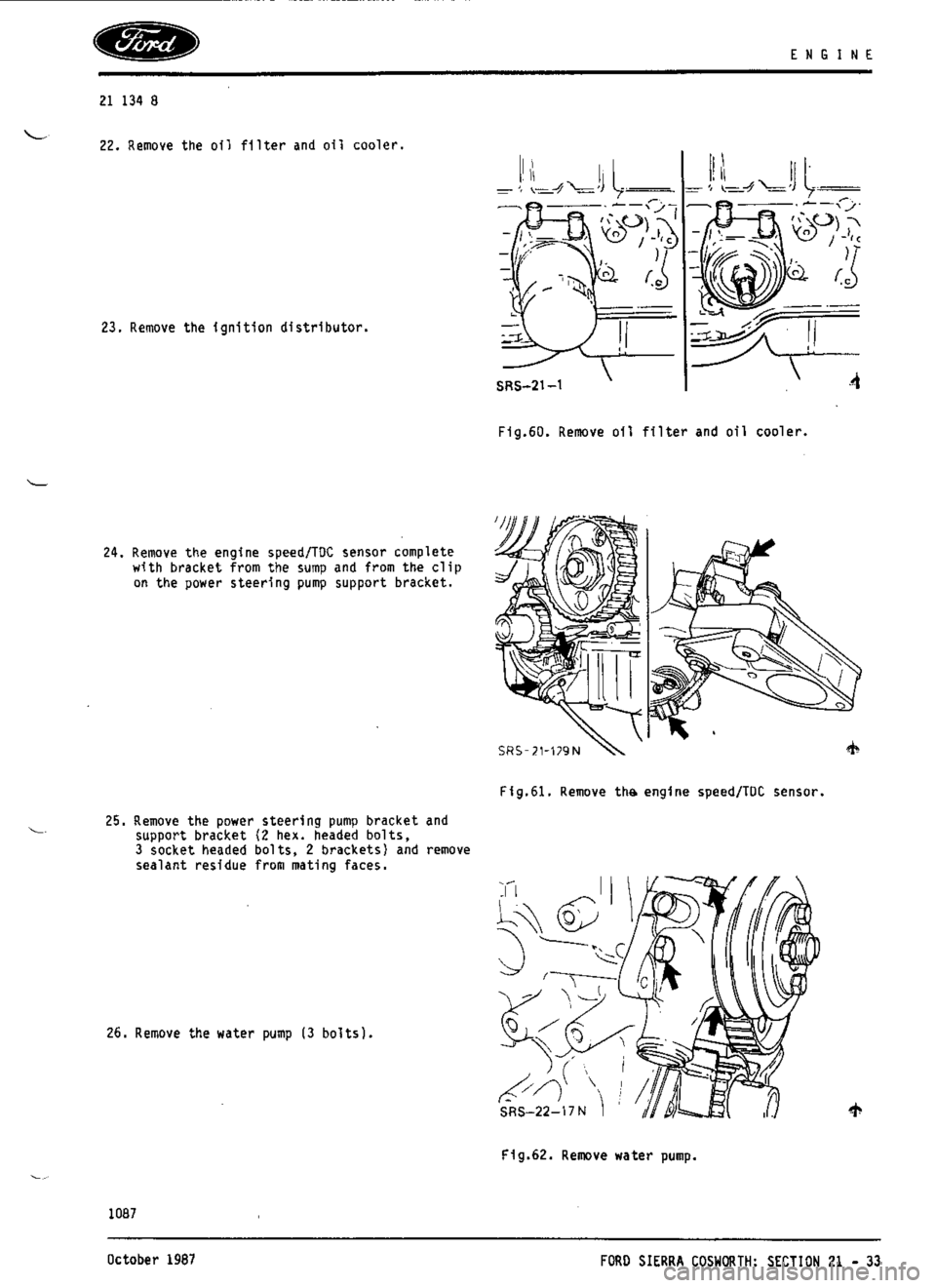 FORD SIERRA RS COSWORTH 1987 1.G Workshop Manual 