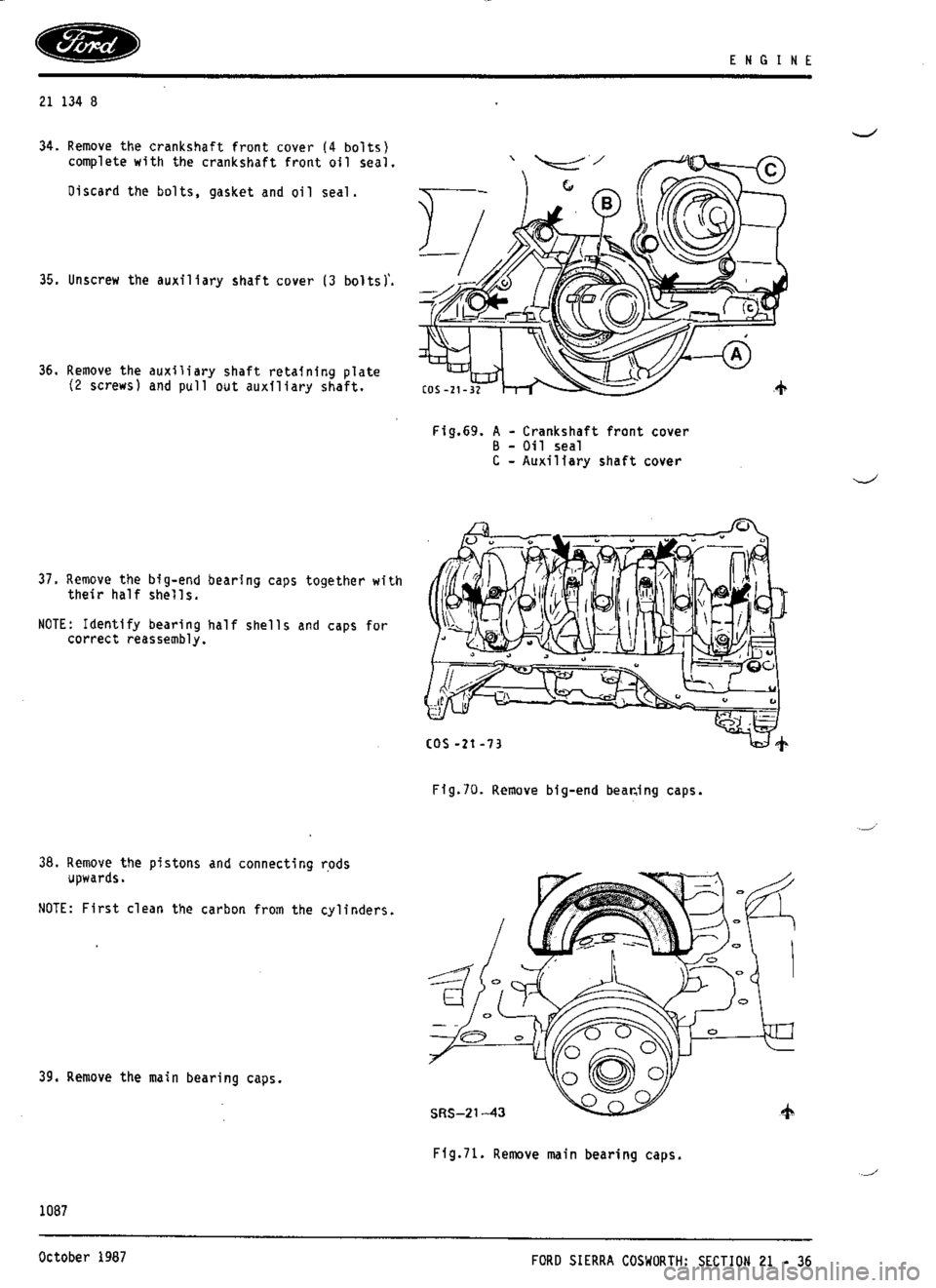 FORD SIERRA RS COSWORTH 1987 1.G Workshop Manual 