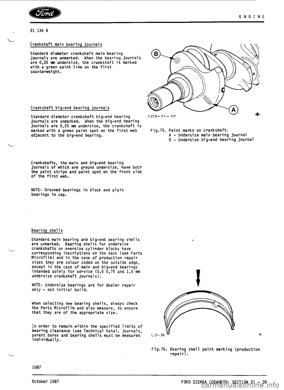 FORD ESCORT RS COSWORTH 1994 1.G Workshop Manual 