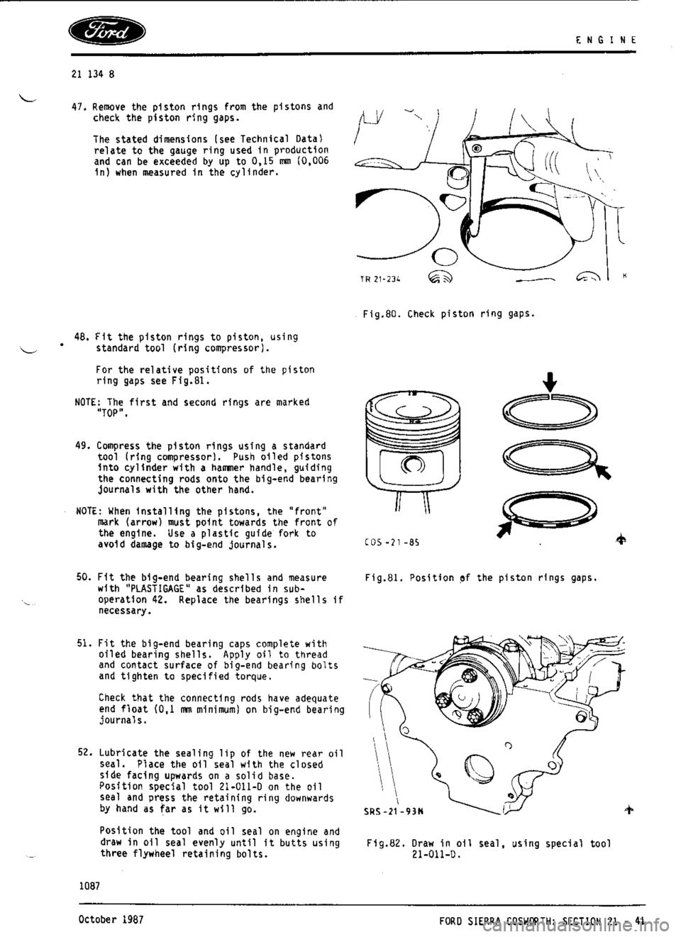 FORD ESCORT RS COSWORTH 1994 1.G Workshop Manual 