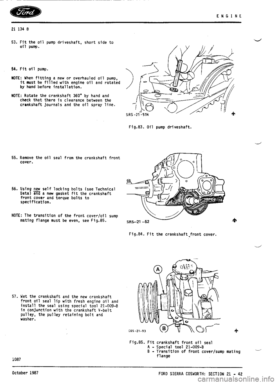 FORD ESCORT RS COSWORTH 1994 1.G Workshop Manual 