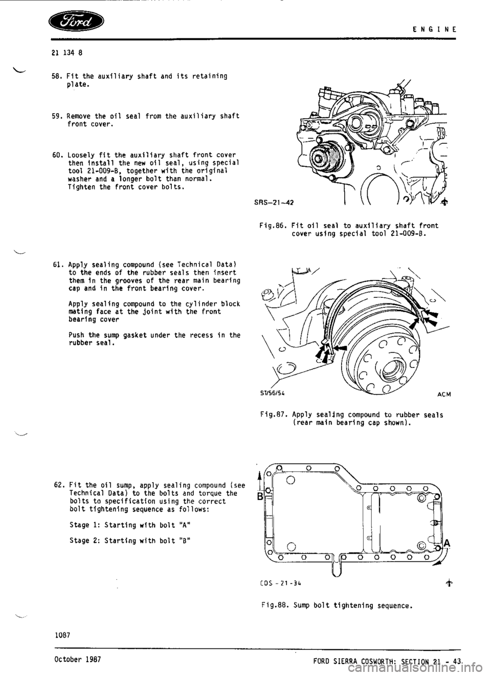 FORD ESCORT RS COSWORTH 1994 1.G Workshop Manual 