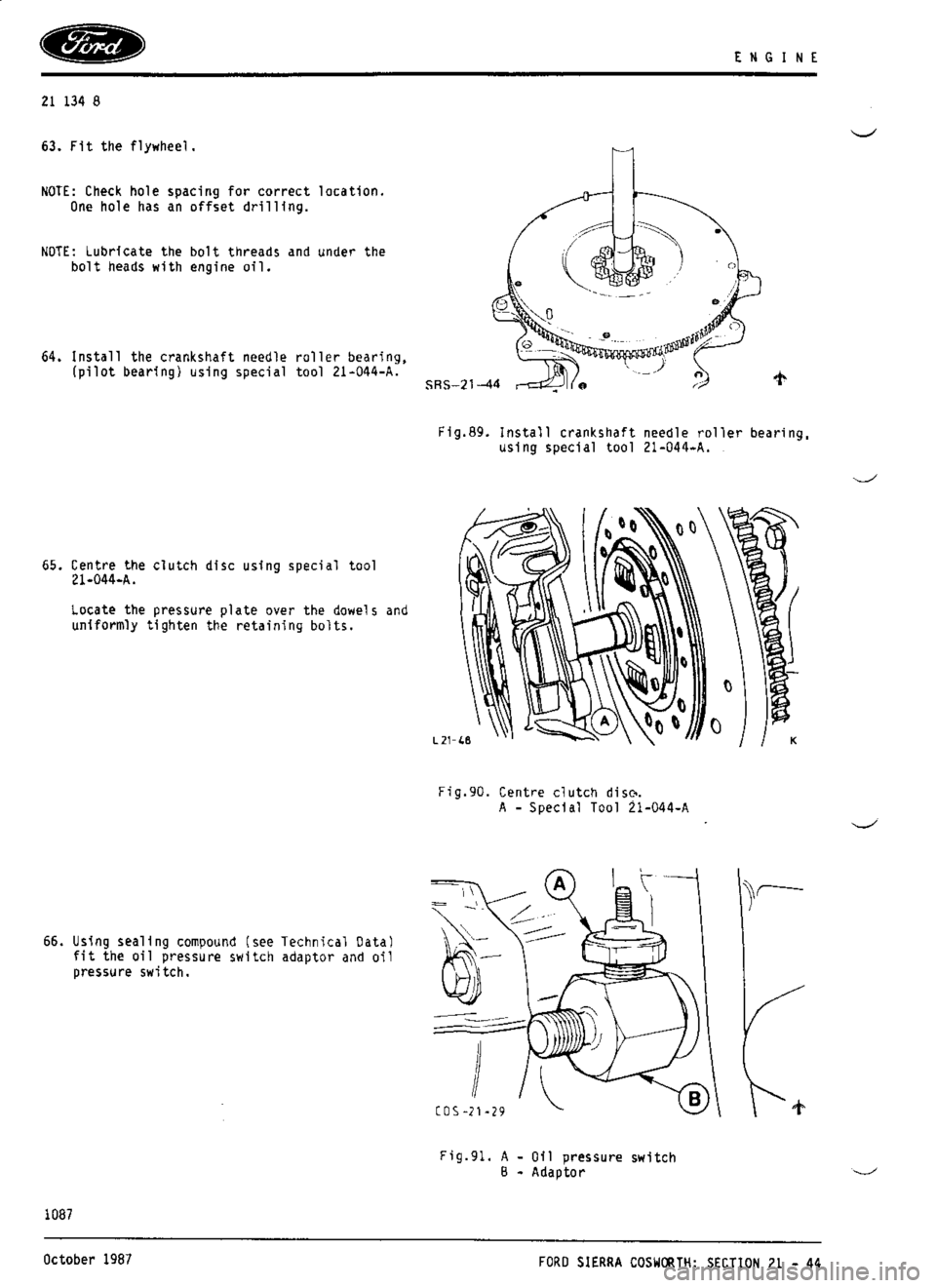 FORD ESCORT RS COSWORTH 1994 1.G Workshop Manual 