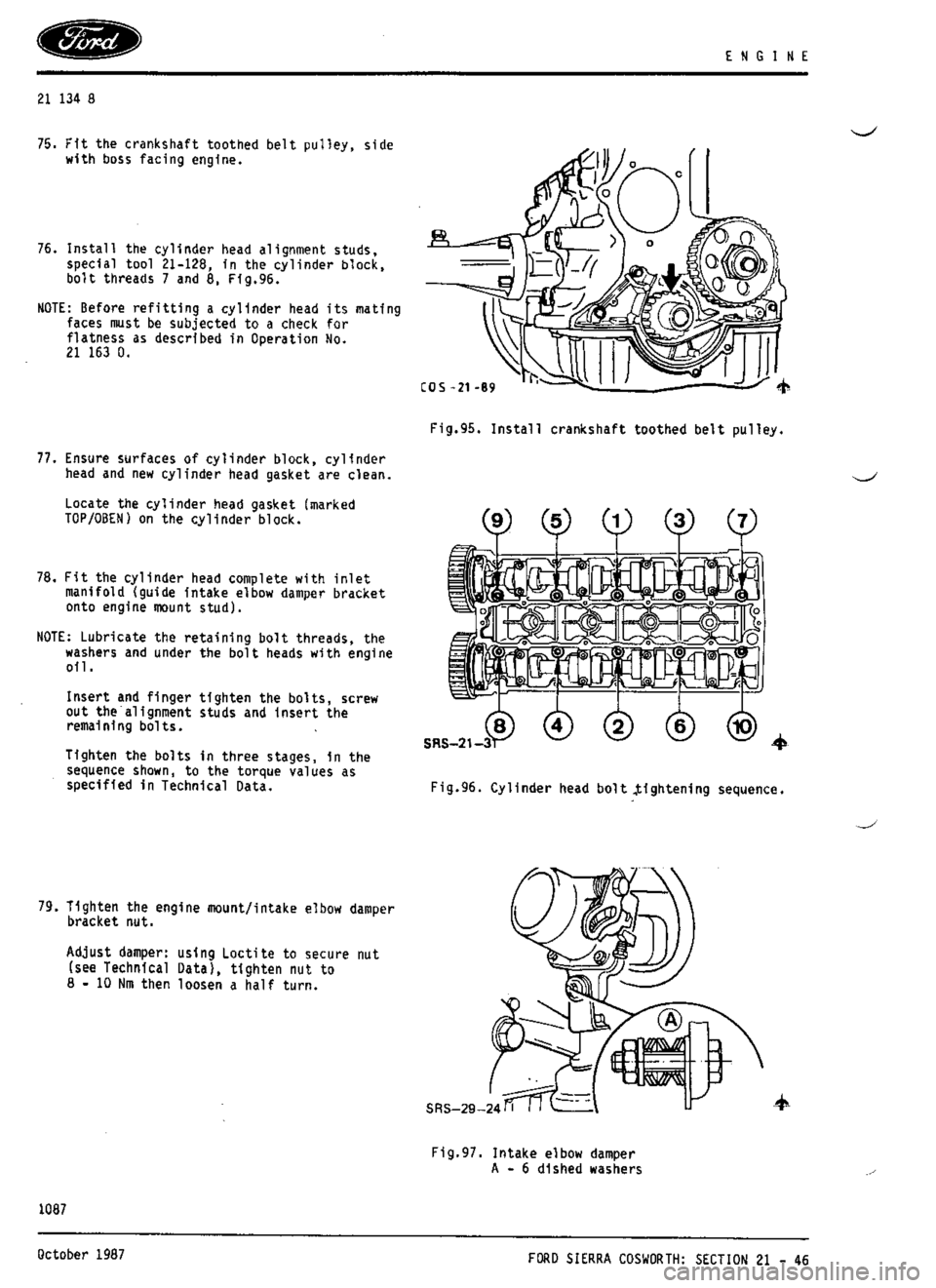 FORD ESCORT RS COSWORTH 1996 1.G Workshop Manual 