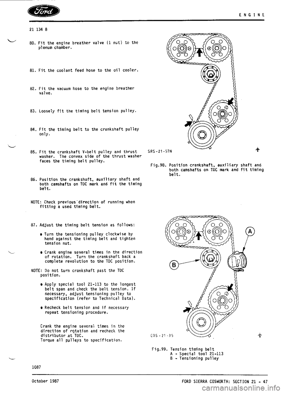 FORD ESCORT RS COSWORTH 1996 1.G Workshop Manual 