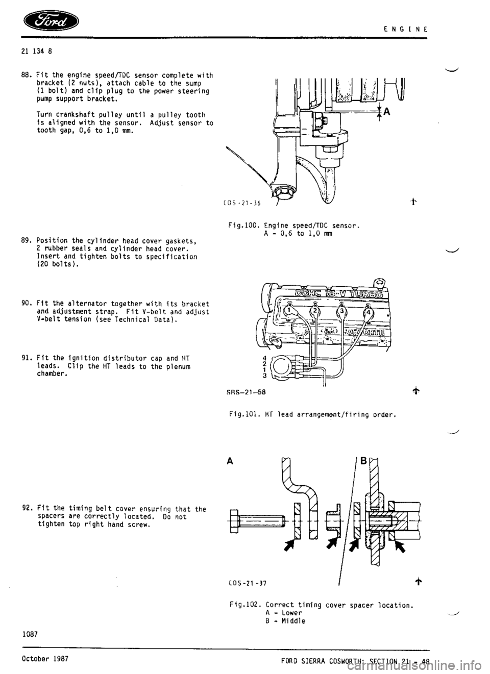 FORD ESCORT RS COSWORTH 1996 1.G Workshop Manual 