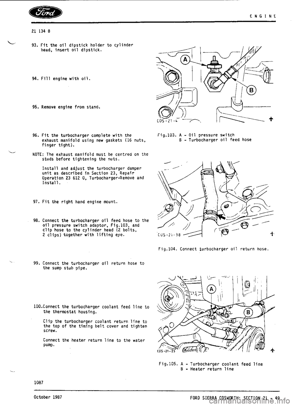 FORD ESCORT RS COSWORTH 1996 1.G Workshop Manual 