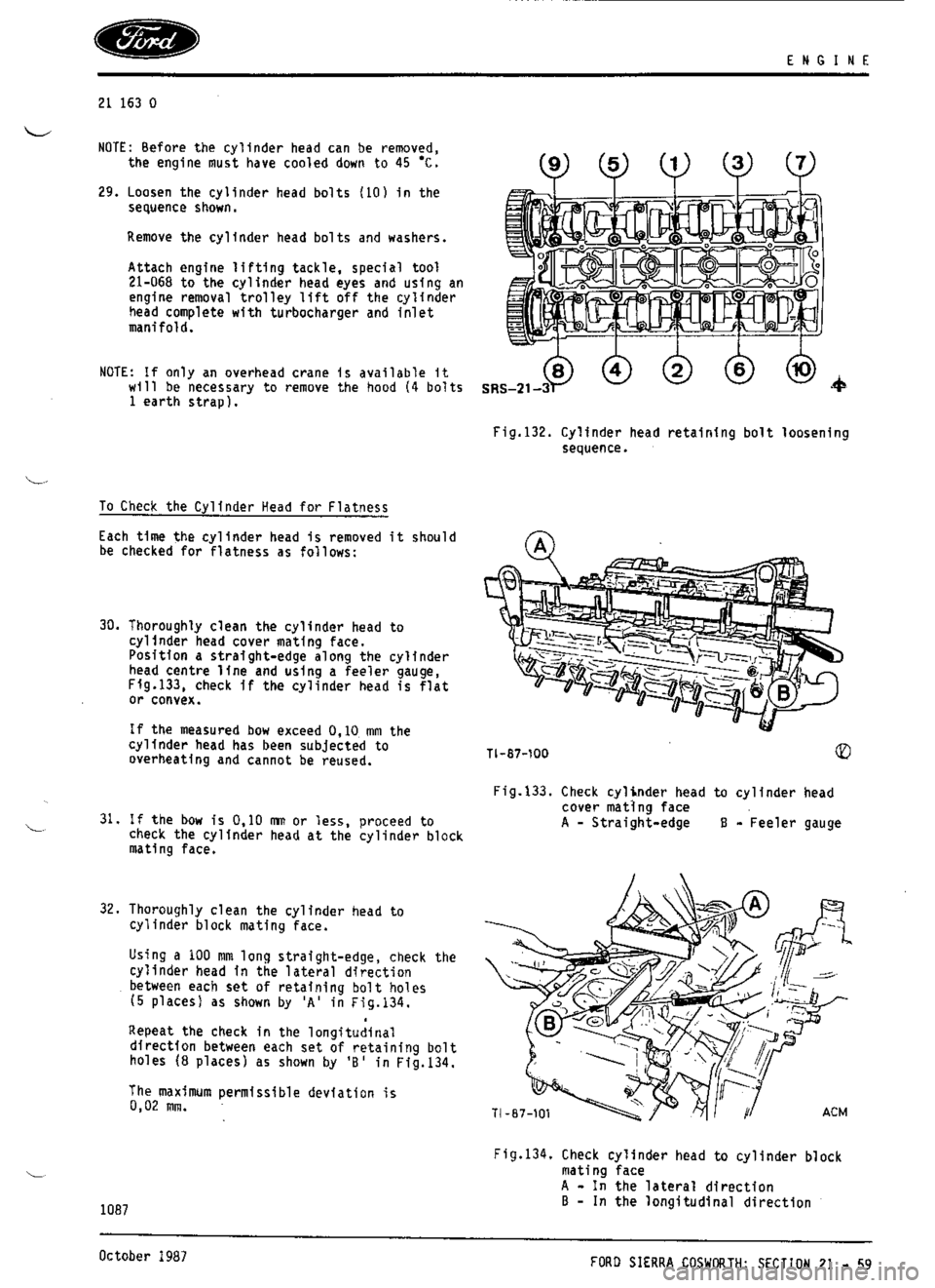 FORD ESCORT RS COSWORTH 1996 1.G Workshop Manual 
