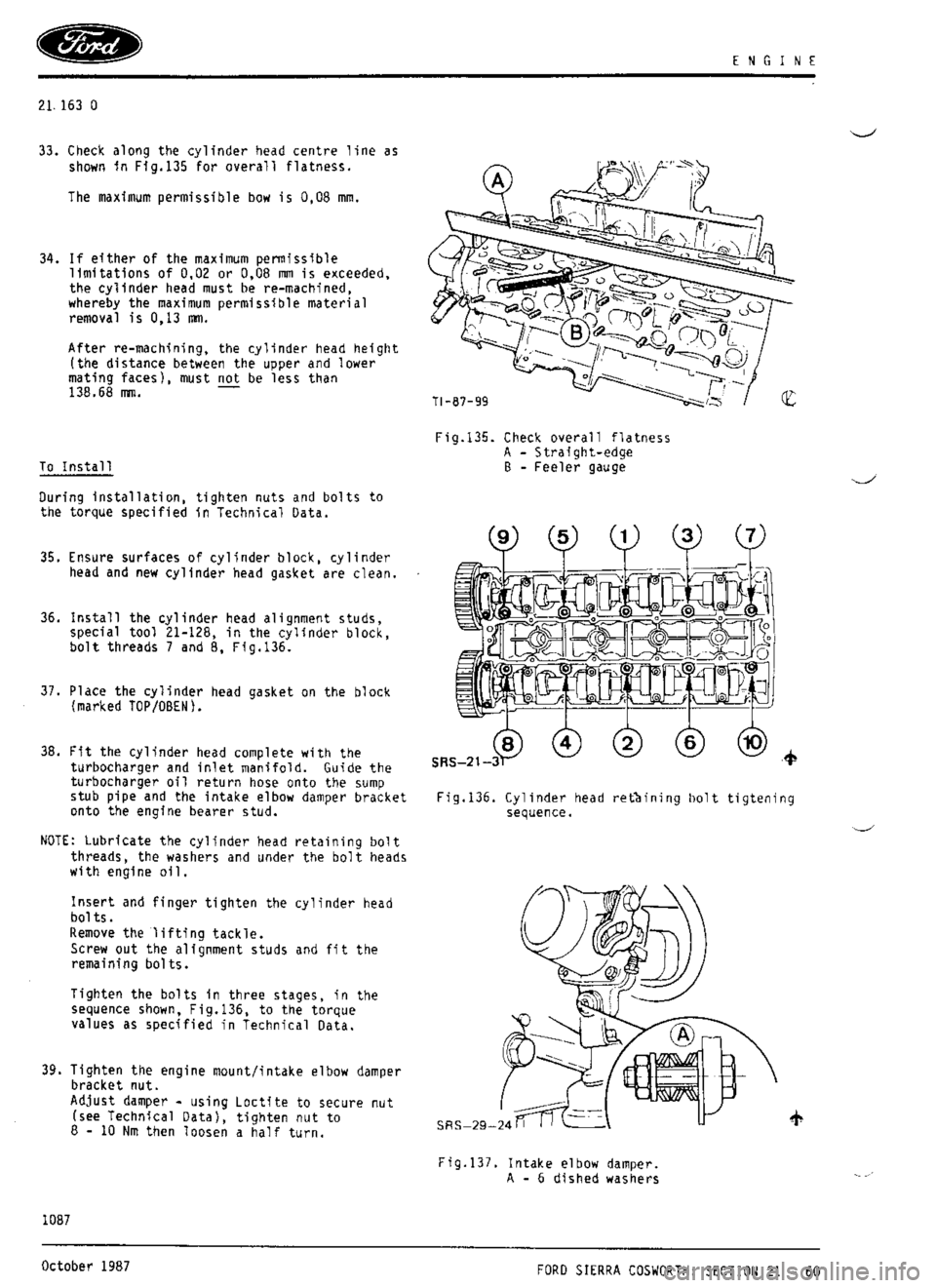 FORD ESCORT RS COSWORTH 1996 1.G Workshop Manual 