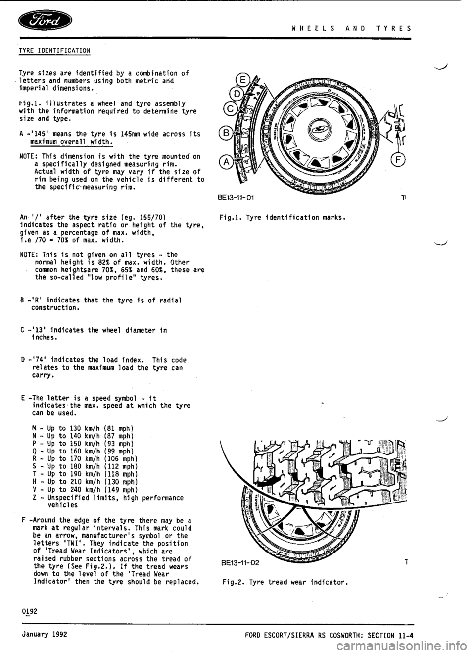 FORD ESCORT RS COSWORTH 1994 1.G Workshop Manual 