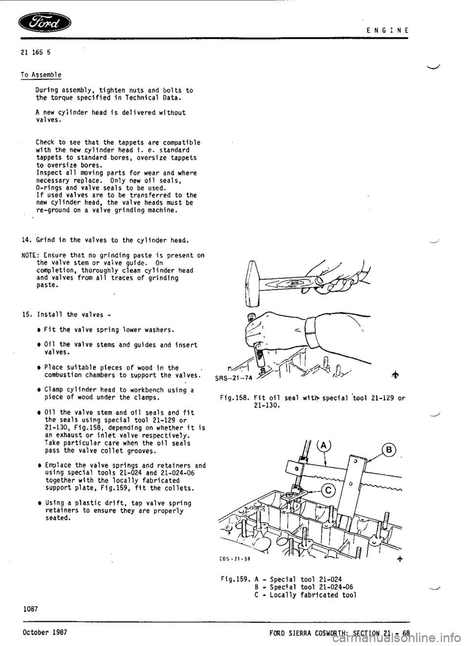 FORD ESCORT RS COSWORTH 1996 1.G Workshop Manual 