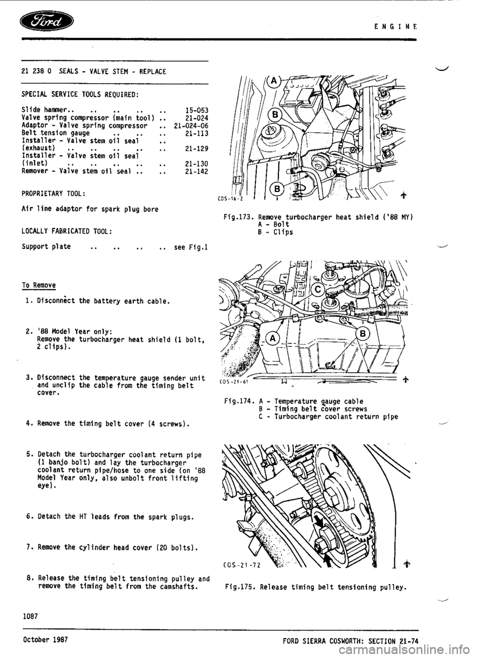 FORD SIERRA RS COSWORTH 1987 1.G Workshop Manual 