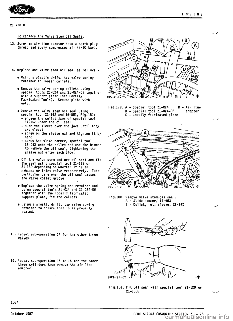FORD SIERRA RS COSWORTH 1987 1.G Workshop Manual 