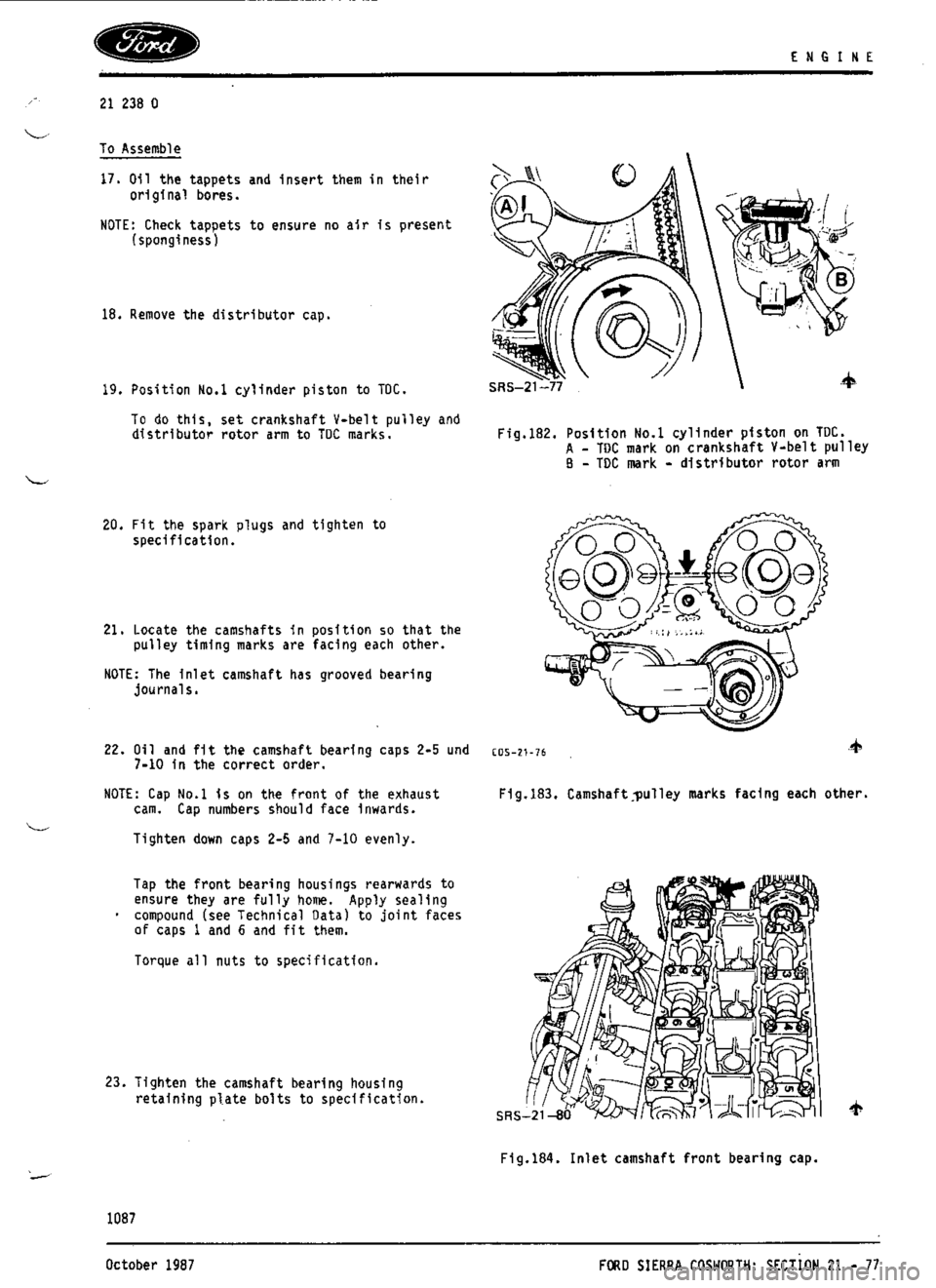 FORD SIERRA RS COSWORTH 1987 1.G Workshop Manual 