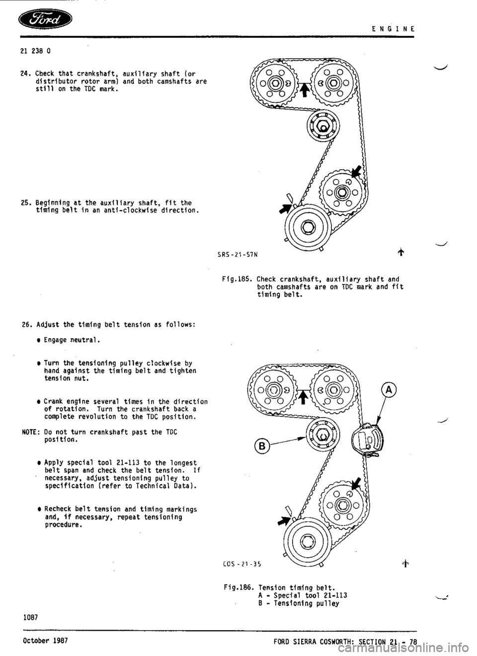 FORD ESCORT RS COSWORTH 1994 1.G Workshop Manual 