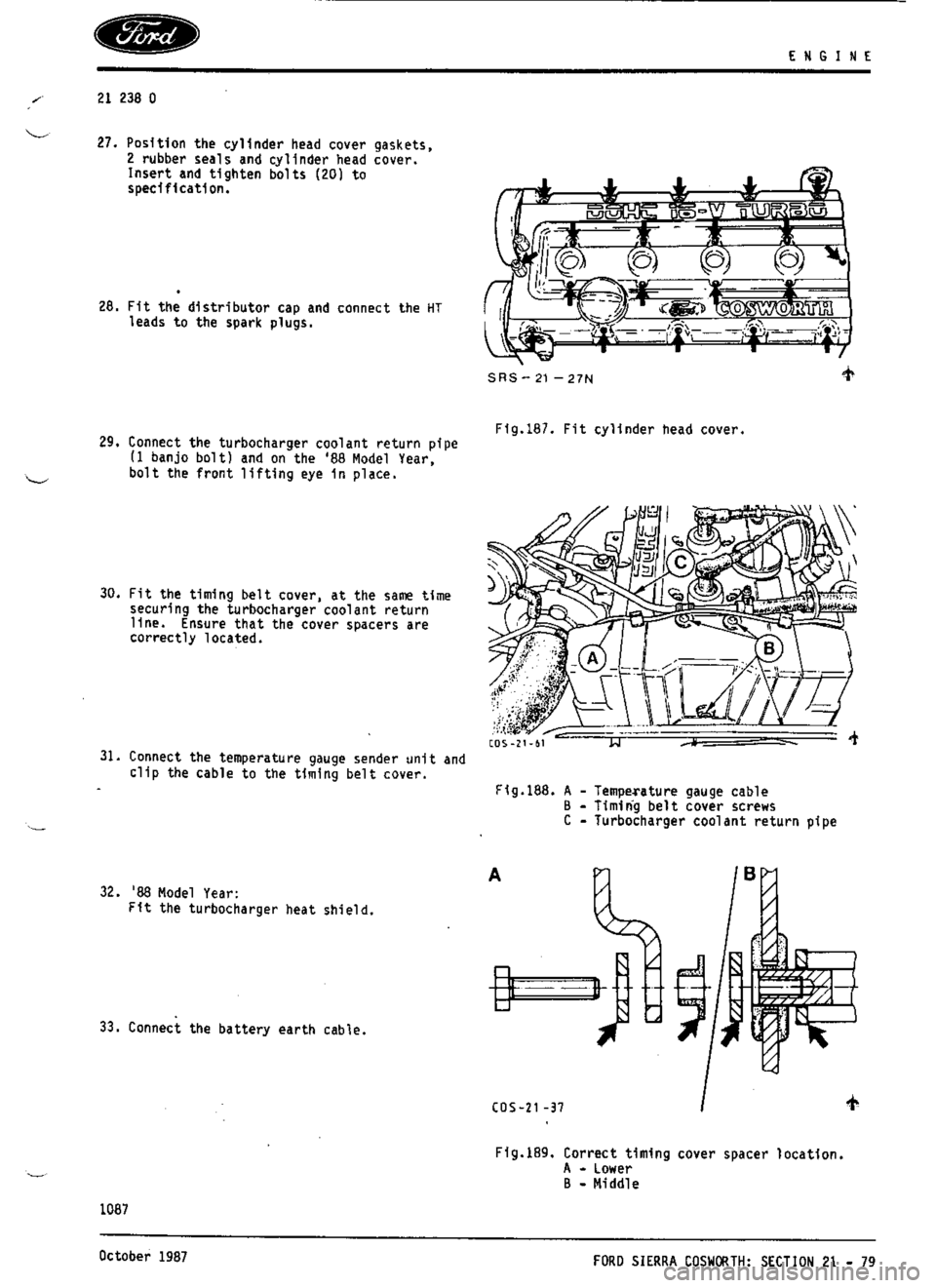 FORD ESCORT RS COSWORTH 1994 1.G Workshop Manual 