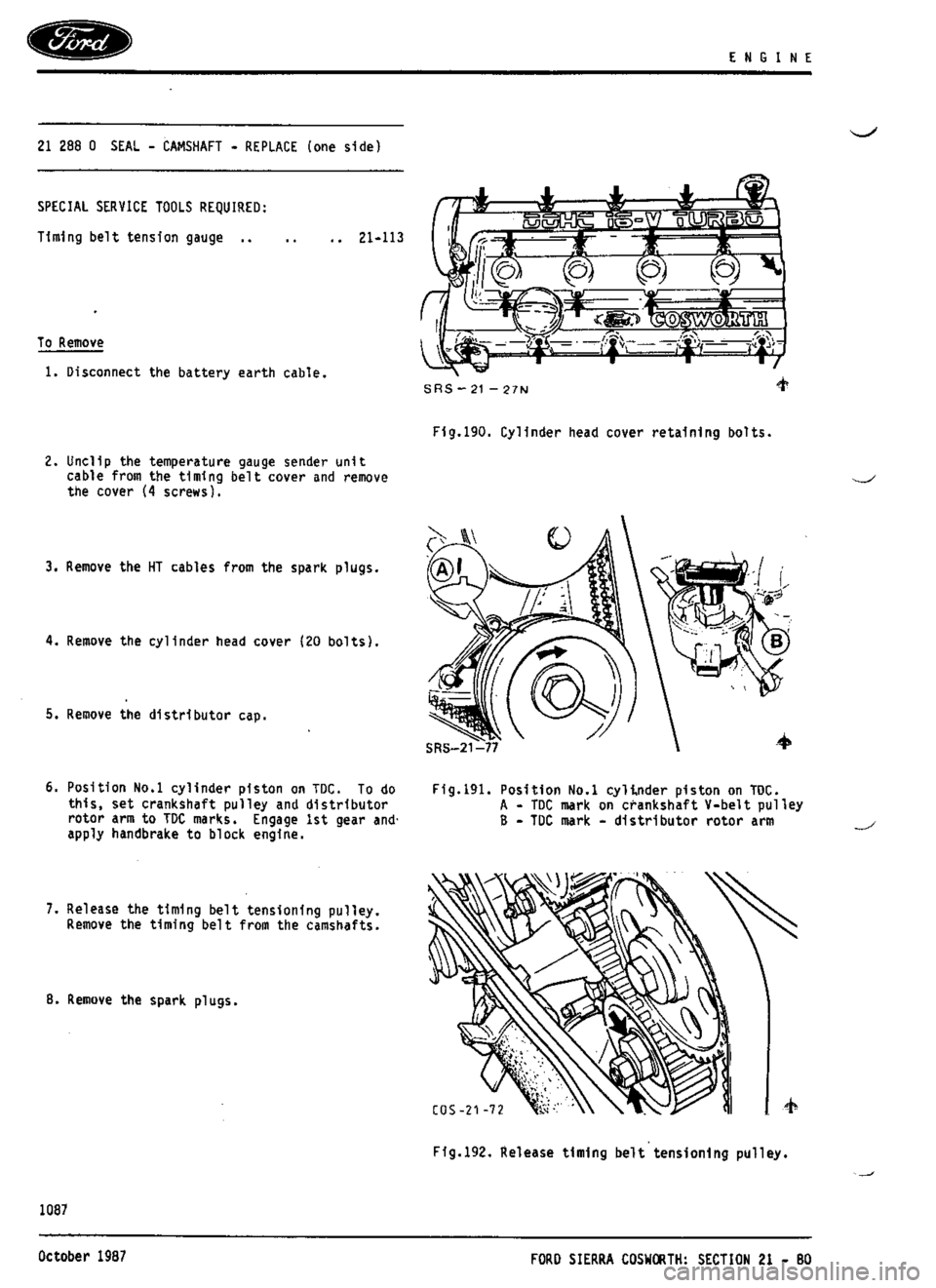 FORD ESCORT RS COSWORTH 1994 1.G Workshop Manual 