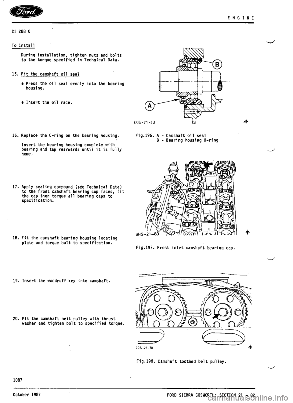 FORD ESCORT RS COSWORTH 1994 1.G Workshop Manual 