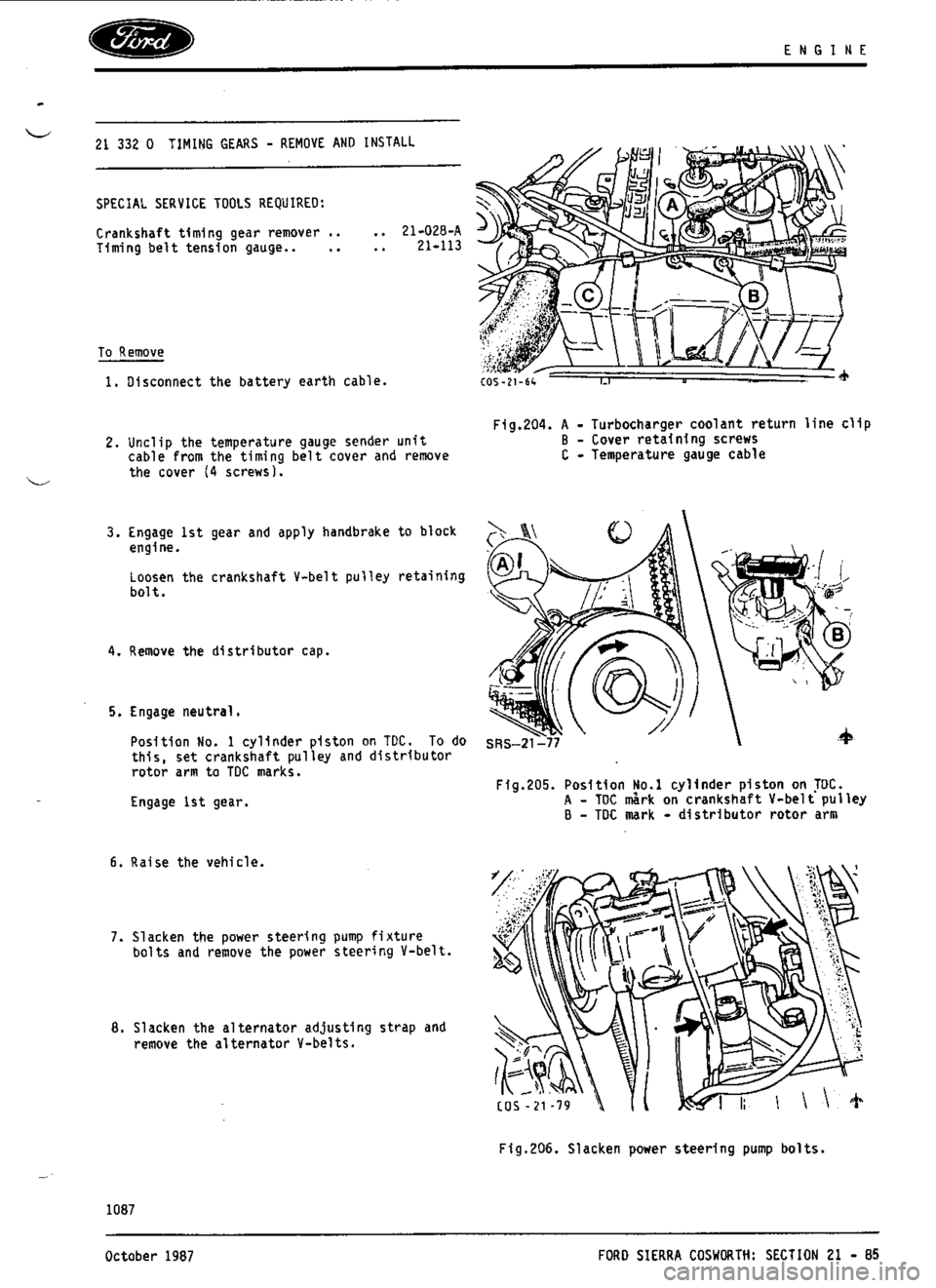 FORD ESCORT RS COSWORTH 1994 1.G Workshop Manual 