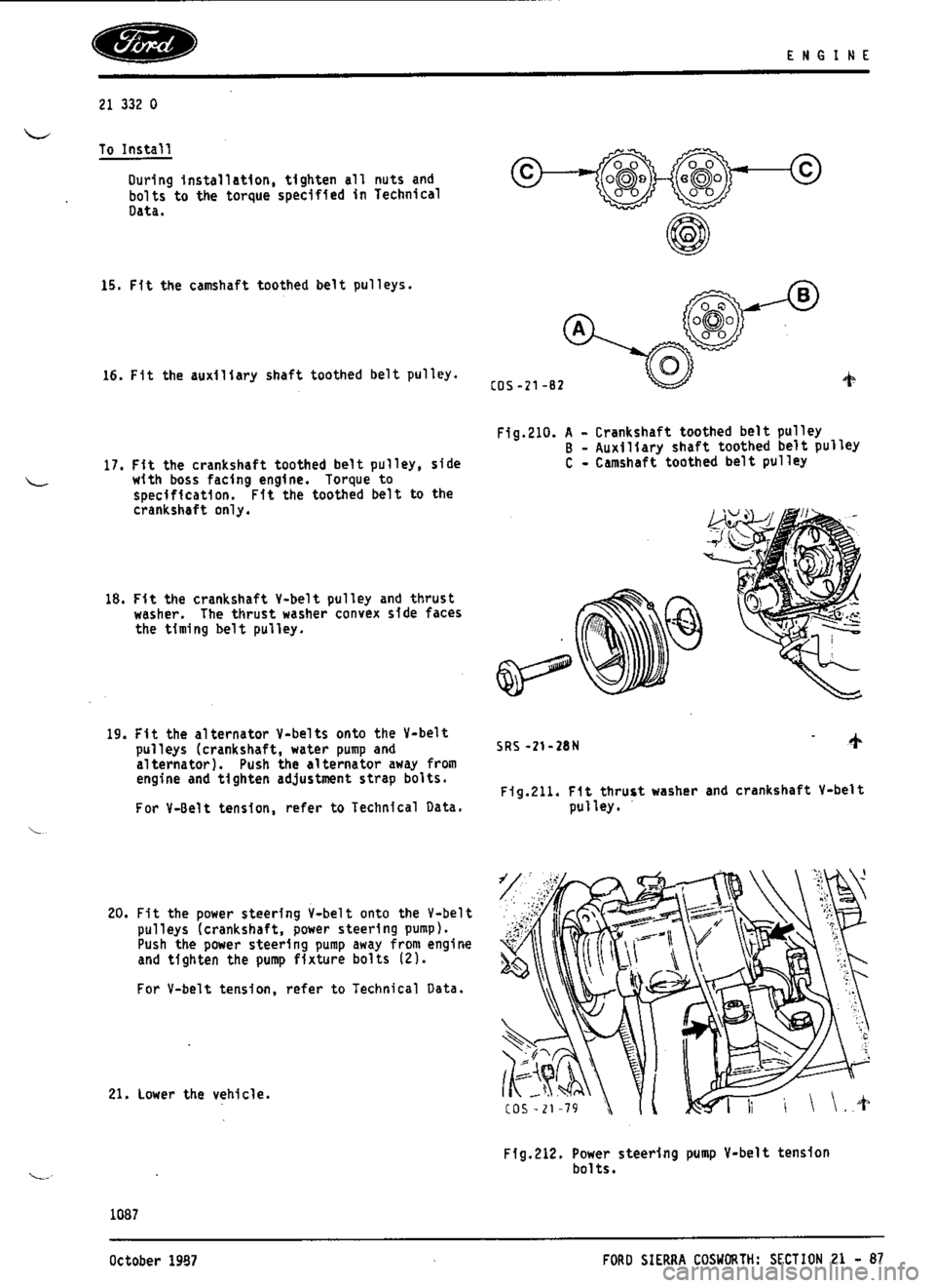 FORD ESCORT RS COSWORTH 1994 1.G Workshop Manual 