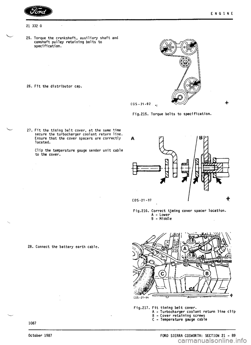 FORD ESCORT RS COSWORTH 1994 1.G Workshop Manual 
