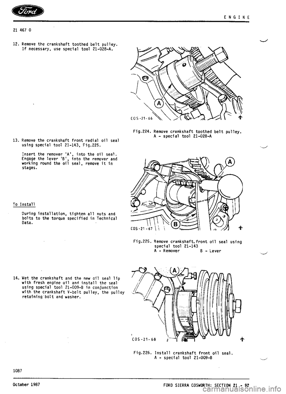 FORD ESCORT RS COSWORTH 1994 1.G Workshop Manual 
