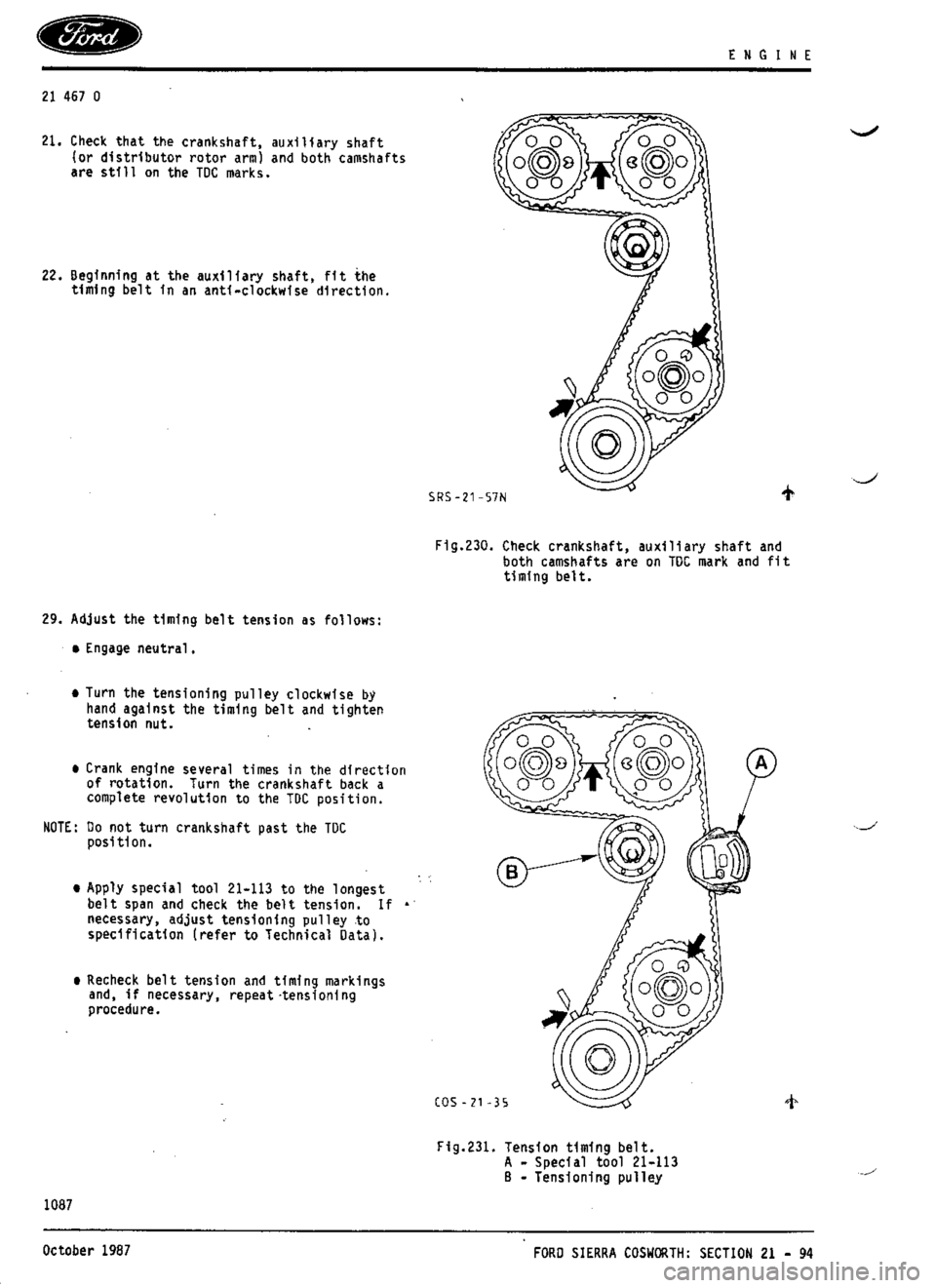FORD ESCORT RS COSWORTH 1994 1.G Workshop Manual 