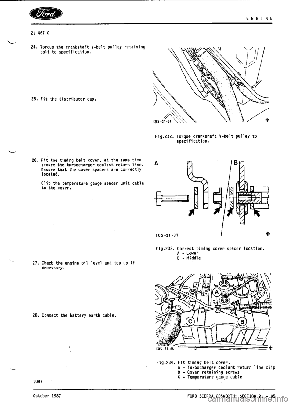FORD ESCORT RS COSWORTH 1994 1.G Workshop Manual 