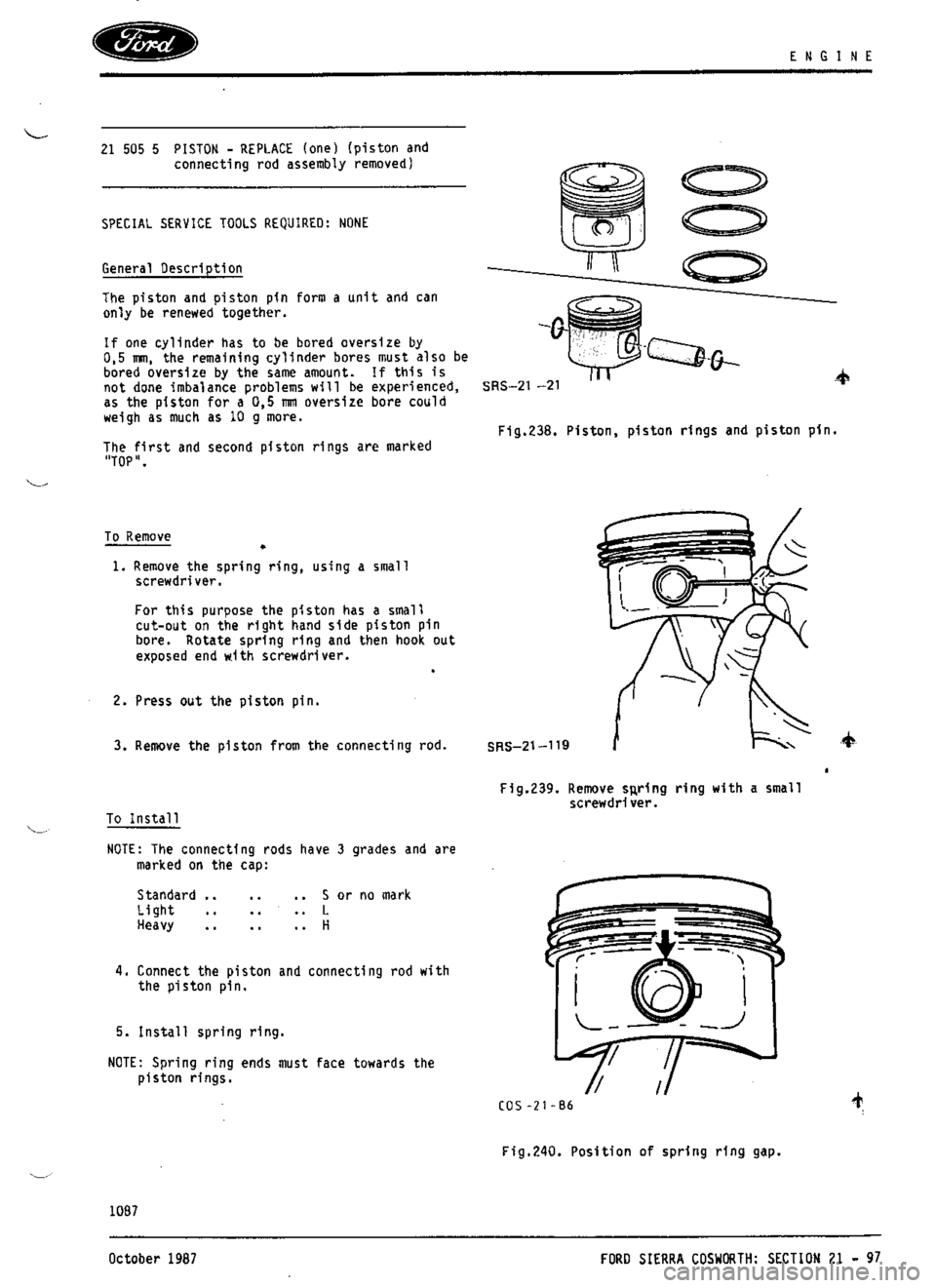 FORD ESCORT RS COSWORTH 1994 1.G Workshop Manual 