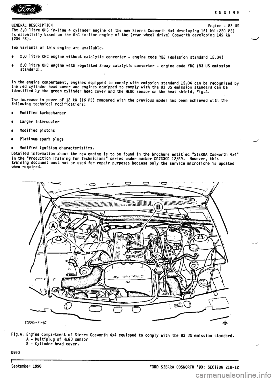 FORD SIERRA RS COSWORTH 1990 1.G Workshop Manual 
