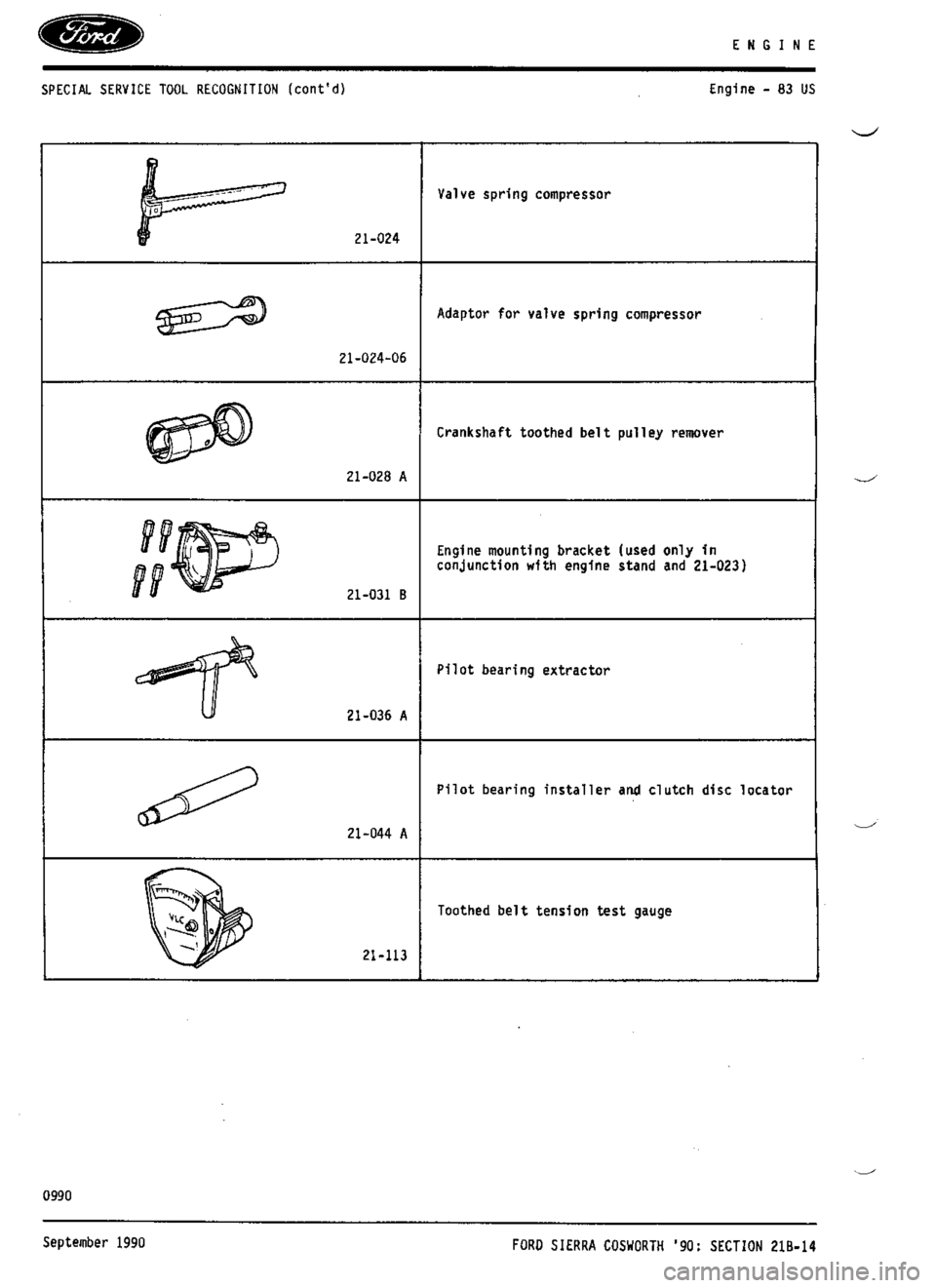 FORD ESCORT RS COSWORTH 1994 1.G Workshop Manual 